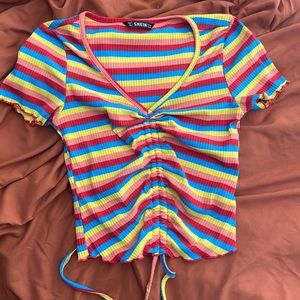 Colorful Adjustable Low Cut Crop Top